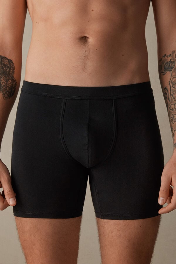 Intimssimi Long Boxers in Stretch Supima® Cotton Black | ILQCS30783