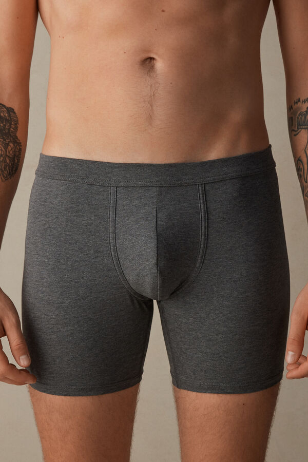 Intimssimi Long Boxers in Stretch Supima® Cotton Dark Grey | MILFT81925