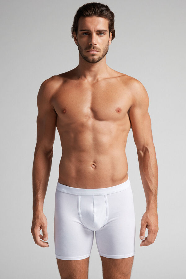 Intimssimi Long Boxers in Stretch Supima® Cotton White | SILVO33701