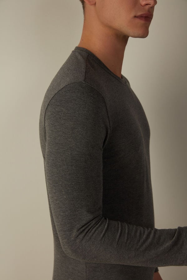 Intimssimi Long-Sleeve Modal-Cashmere Top Dark Grey | ILEAH84185