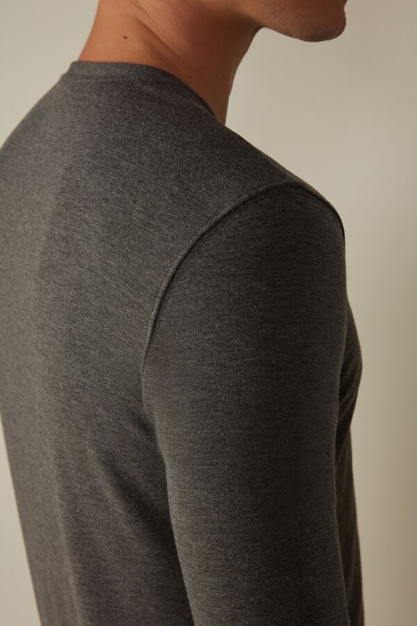 Intimssimi Long-Sleeve Modal-Cashmere Top Dark Grey | ILEAH84185