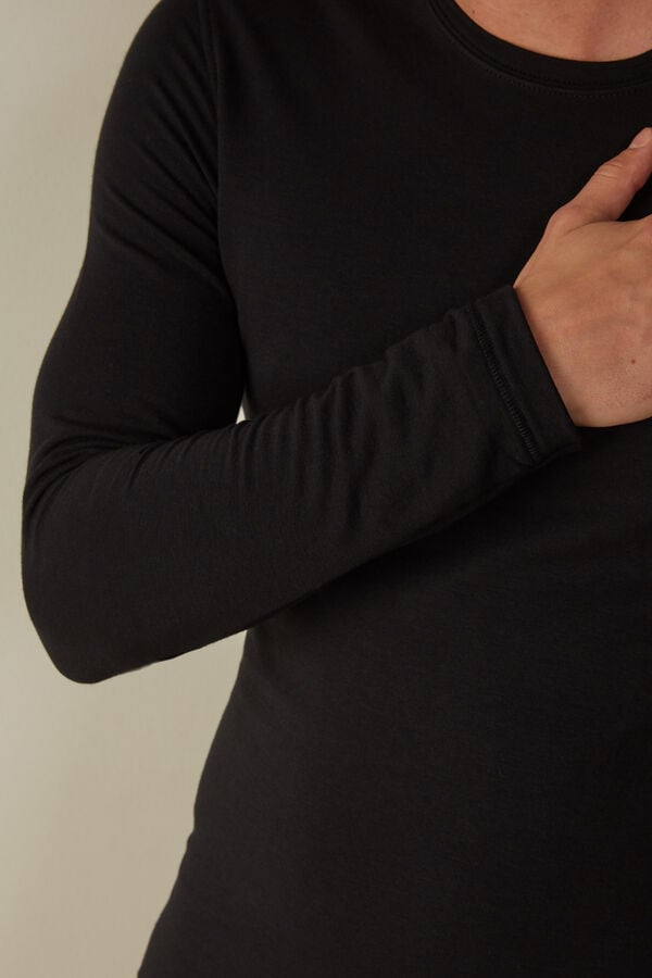 Intimssimi Long-Sleeve Modal-Cashmere Top Black | ILEGJ90777