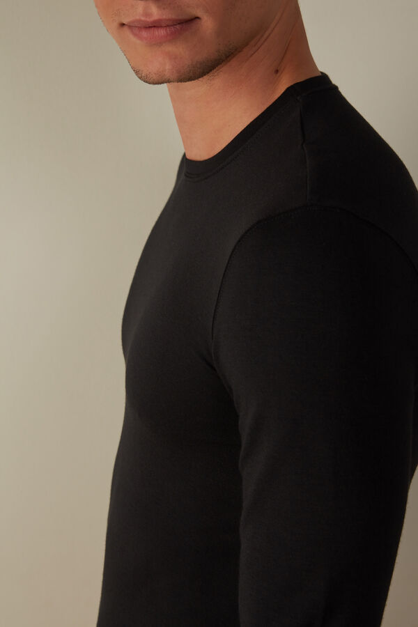 Intimssimi Long-Sleeve Modal-Cashmere Top Black | ILEGJ90777