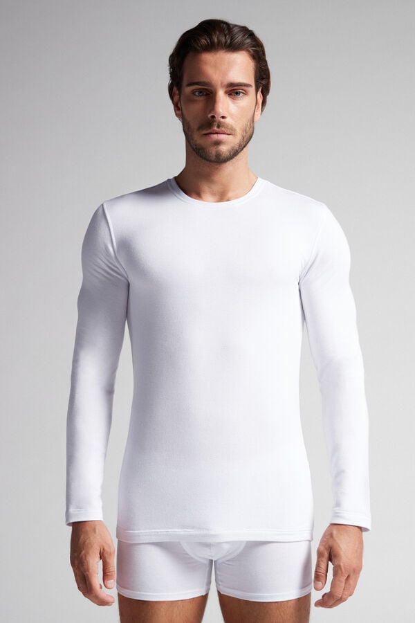 Intimssimi Long-Sleeve Modal-Cashmere Top White | LILSX77496