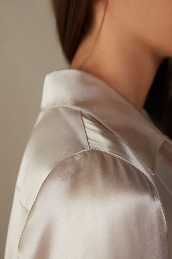 Intimssimi Long Sleeve Silk Shirt Natural | ILCVG69514