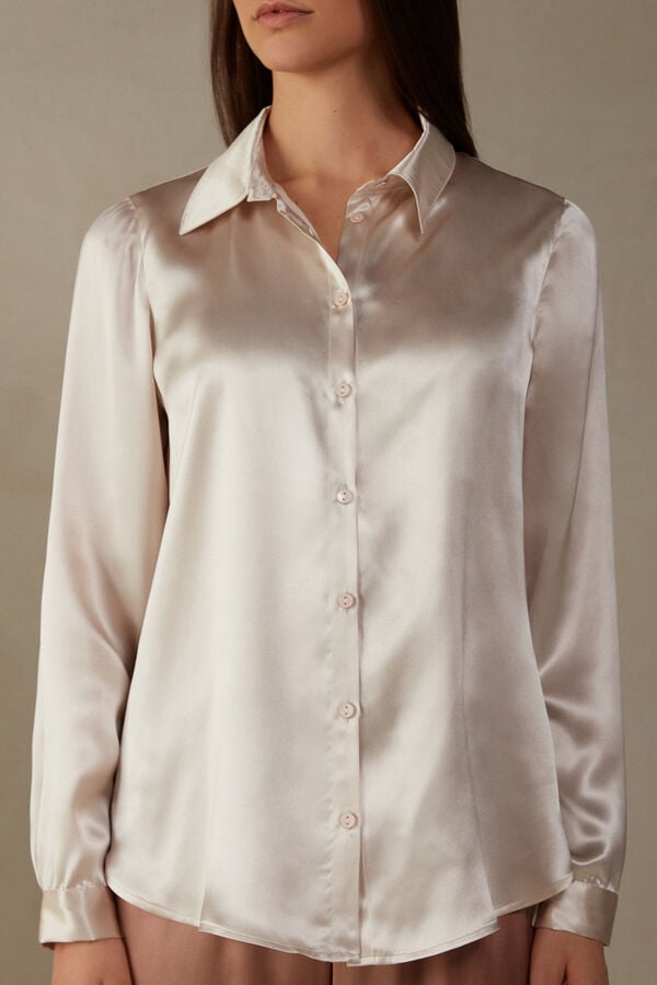 Intimssimi Long Sleeve Silk Shirt Natural | ILCVG69514