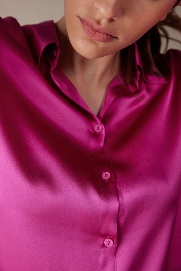 Intimssimi Long Sleeve Silk Shirt Pink | ILEGJ92907