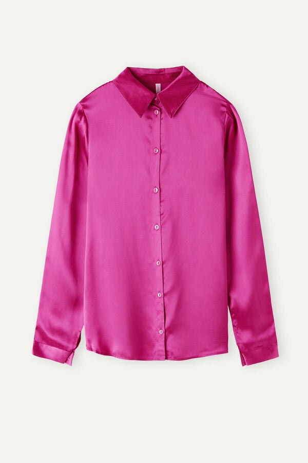 Intimssimi Long Sleeve Silk Shirt Pink | ILEGJ92907