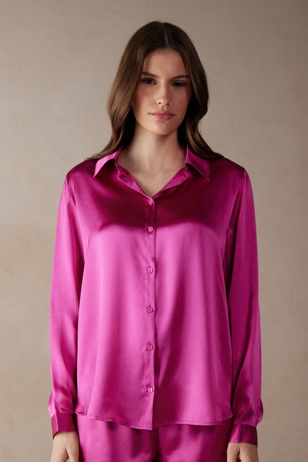 Intimssimi Long Sleeve Silk Shirt Pink | ILEGJ92907