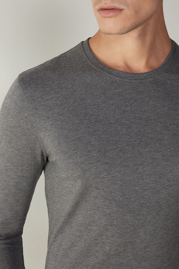 Intimssimi Long-Sleeve Stretch Supima Cotton Top Dark Grey | TILWZ67047