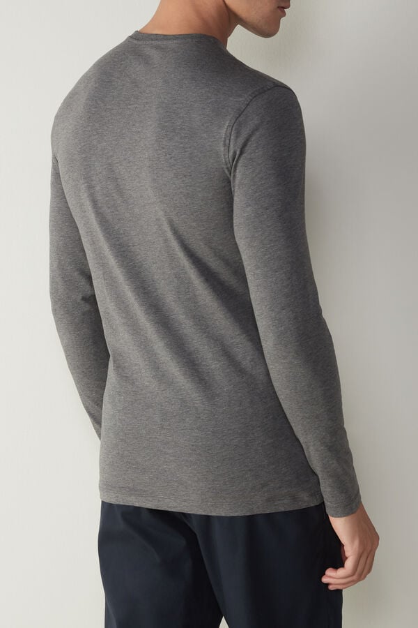 Intimssimi Long-Sleeve Stretch Supima Cotton Top Dark Grey | UILTG20270