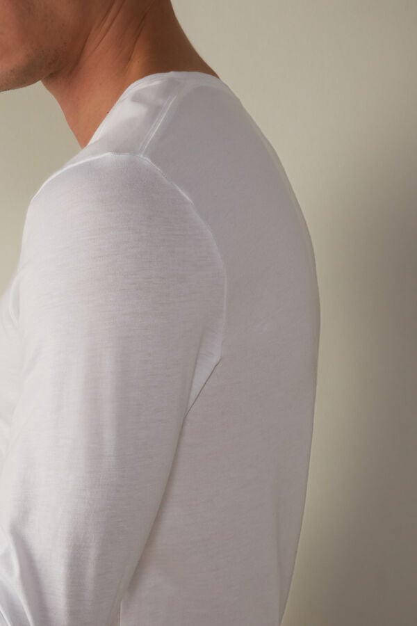 Intimssimi Long-Sleeve Supima® Cotton Top White | AILDF13334