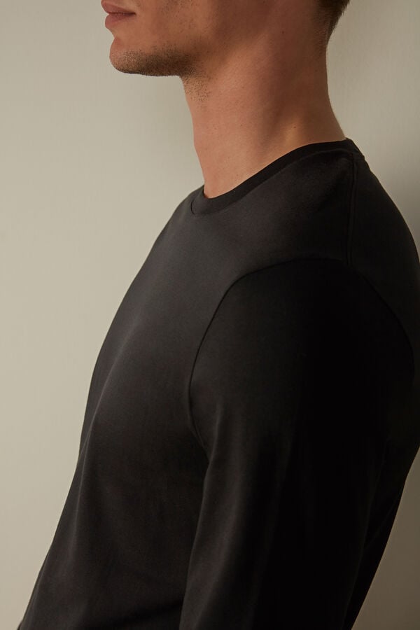 Intimssimi Long-Sleeve Supima® Cotton Top Black | AILWC64276