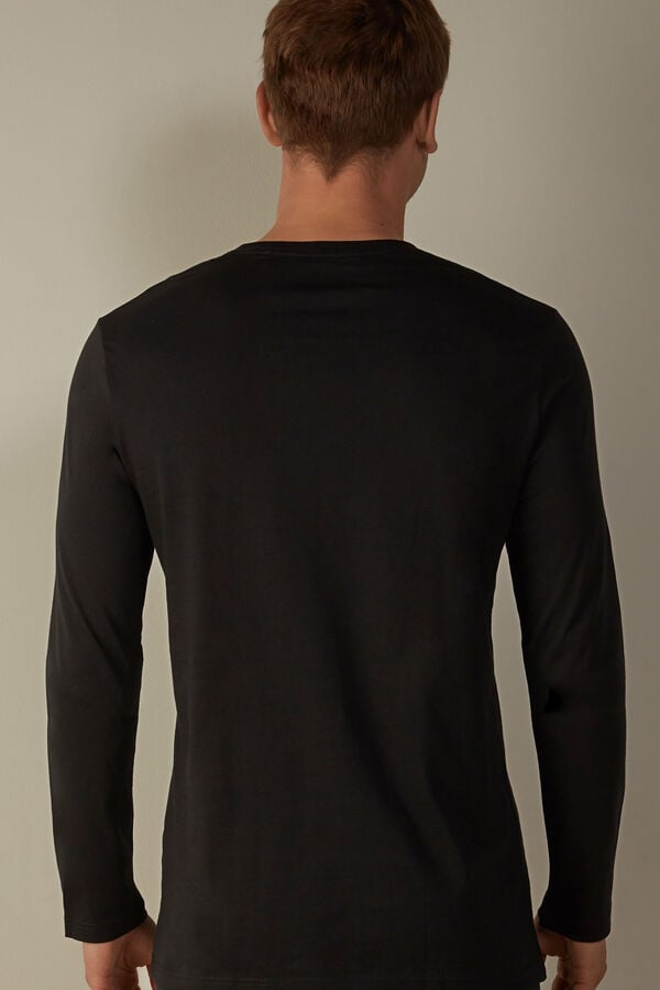 Intimssimi Long-Sleeve Supima® Cotton Top Black | AILWC64276