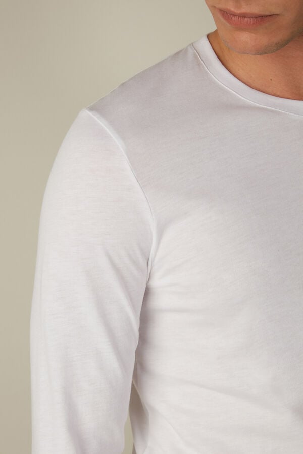 Intimssimi Long-Sleeve Supima® Cotton Top White | DILKV76674