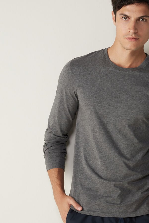 Intimssimi Long-Sleeve Supima® Cotton Top Dark Grey | ILCVG41537