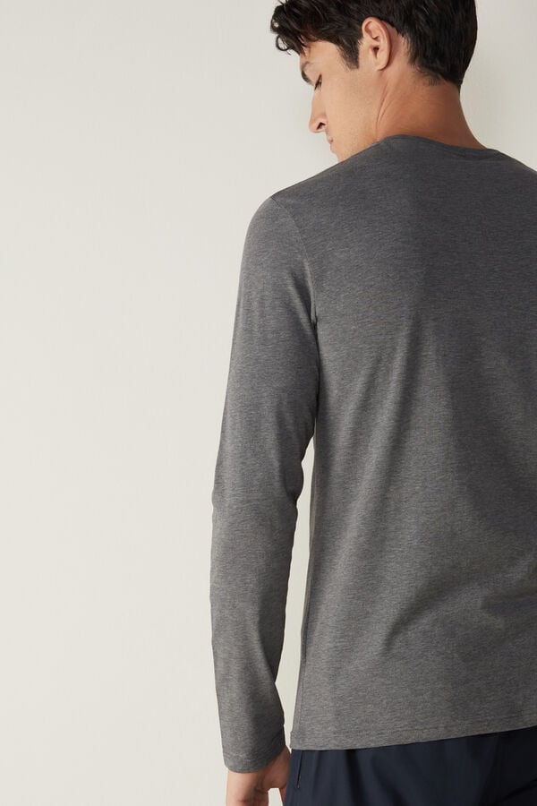 Intimssimi Long-Sleeve Supima® Cotton Top Dark Grey | ILCVG41537