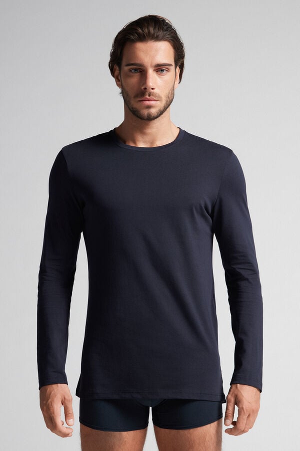 Intimssimi Long-Sleeve Supima® Cotton Top Blue | MILFT45725