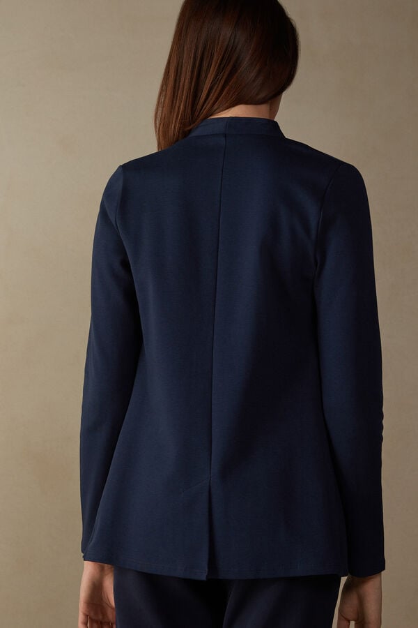 Intimssimi Long-Sleeved Cotton Interlock Cardigan Blue | UILND60722