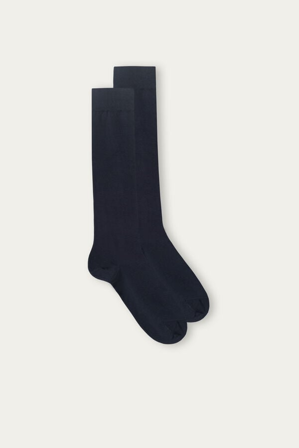 Intimssimi Long Socks in Stretch Supima® Cotton Blue | ZILMJ60682