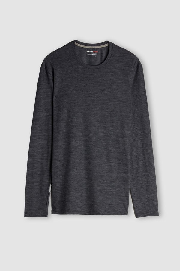 Intimssimi Long-sleeve Crew-Neck Merino-Wool Top Dark Grey | EILHC36280