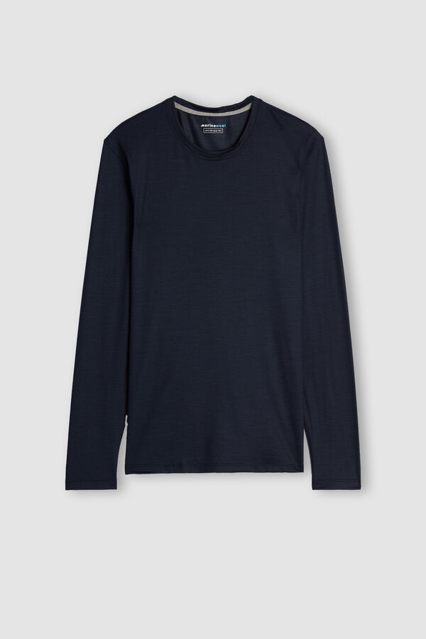 Intimssimi Long-sleeve Crew-Neck Merino-Wool Top Blue | ILJBT73415