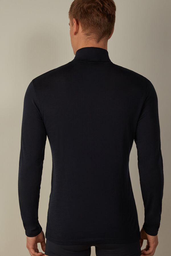 Intimssimi Long-sleeve High-Neck Merino-Wool Top Blue | SILVO18632