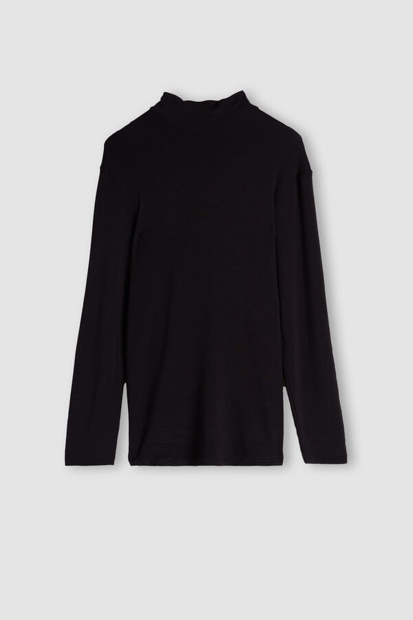 Intimssimi Long-sleeve High-Neck Modal-Cashmere Top Black | GILEC66512