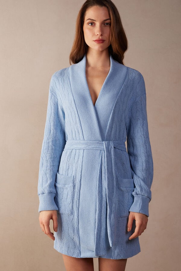 Intimssimi Lost in Fields Braided Robe Light Blue | QILUV15288