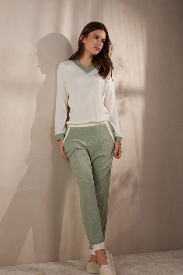 Intimssimi Lost in Fields Full Length Pants in Modal Green | TILWZ17114