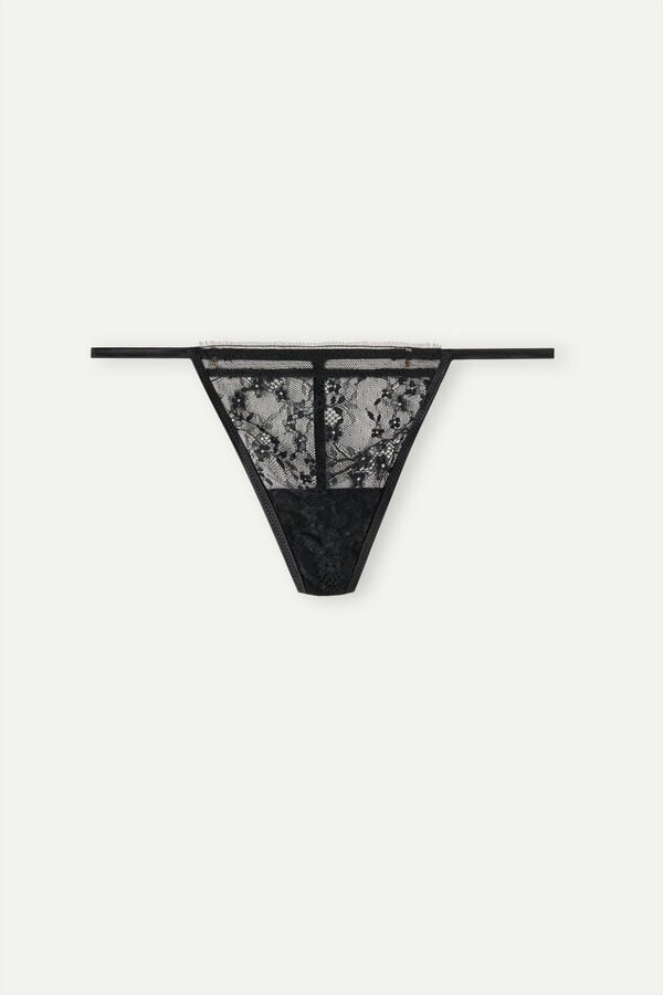 Intimssimi Luxury Treats String Thong Black | MILFT52879