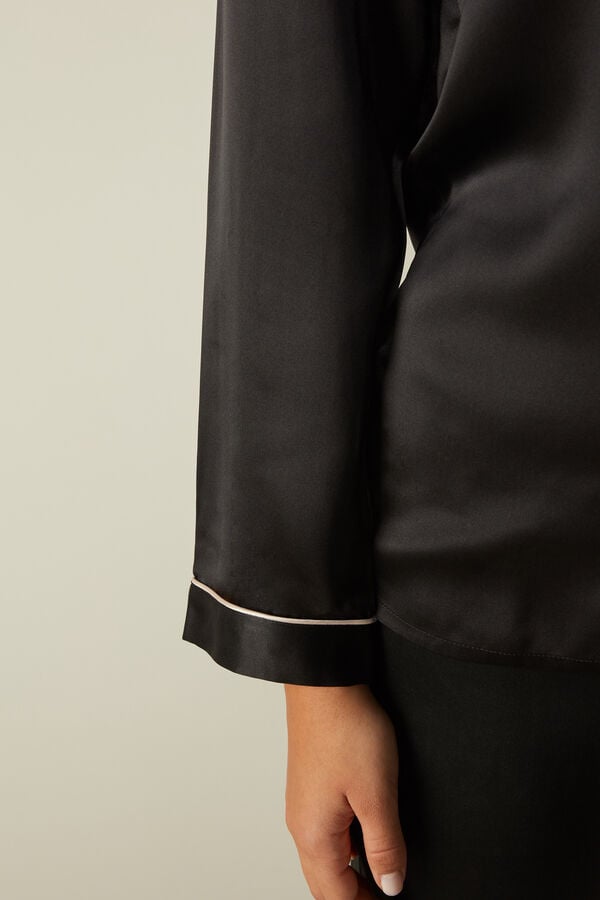 Intimssimi Mannish-Cut Jacket in Silk Satin Black | DILKV39182