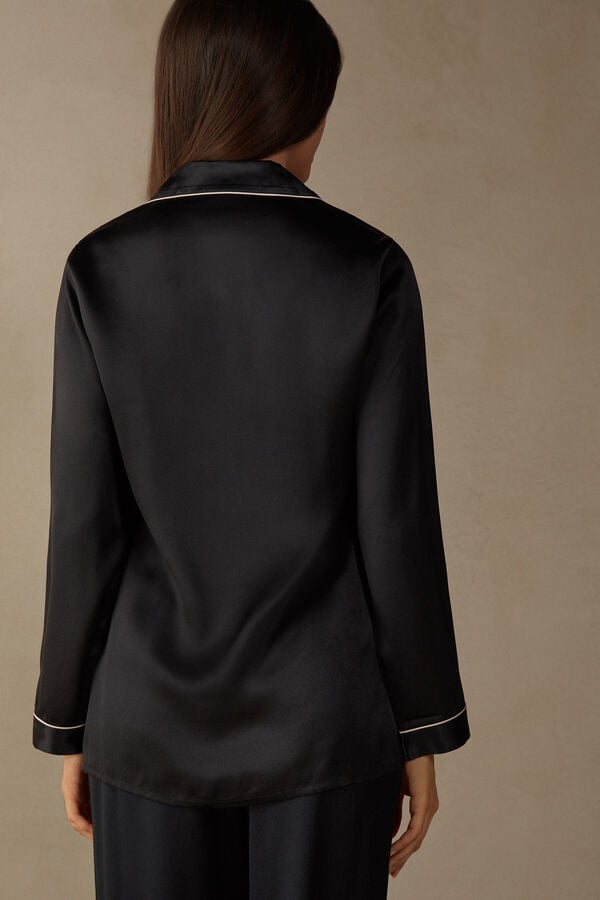 Intimssimi Mannish-Cut Jacket in Silk Satin Black | DILKV39182