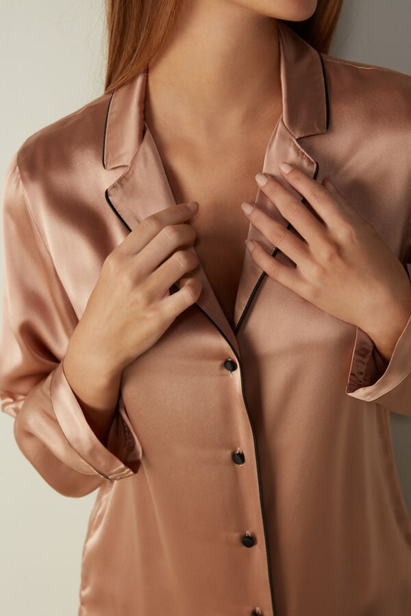 Intimssimi Mannish-Cut Jacket in Silk Satin Natural | ILEAH80136