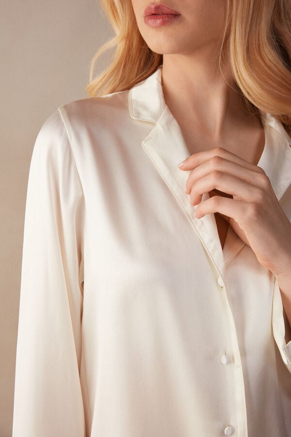 Intimssimi Mannish-Cut Jacket in Silk Satin White | ILIIZ90524