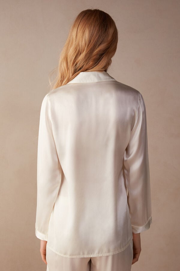 Intimssimi Mannish-Cut Jacket in Silk Satin White | ILIIZ90524