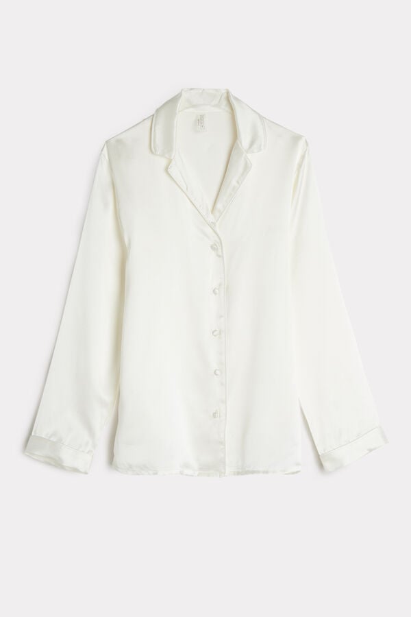 Intimssimi Mannish-Cut Jacket in Silk Satin White | ILIIZ90524