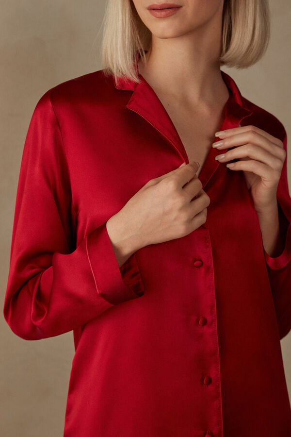 Intimssimi Mannish-Cut Jacket in Silk Satin Red | TILPQ46615