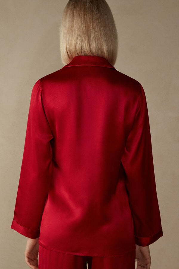 Intimssimi Mannish-Cut Jacket in Silk Satin Red | TILPQ46615