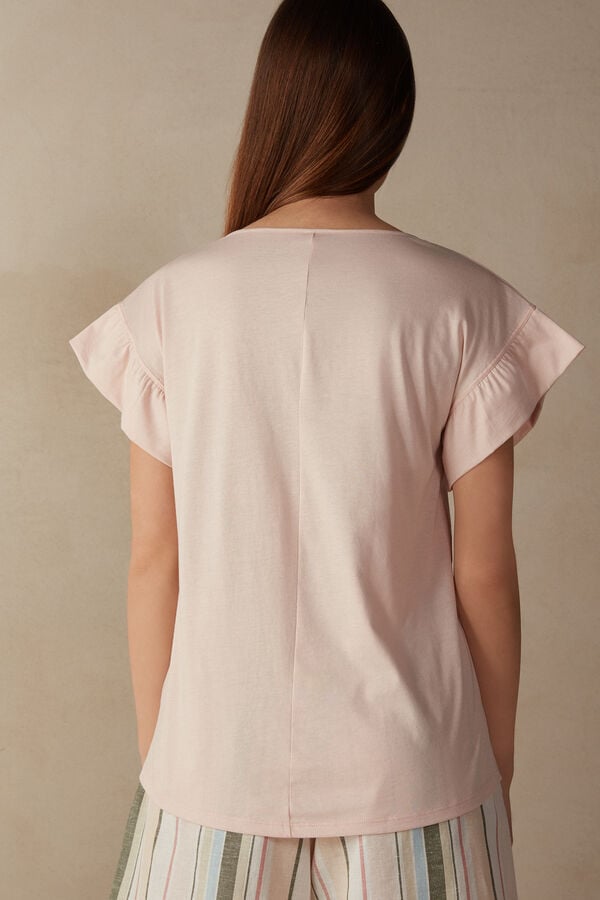 Intimssimi Marine Holidays Short Sleeve Top in Supima® Ultrafresh Cotton Pink | FILUI69544