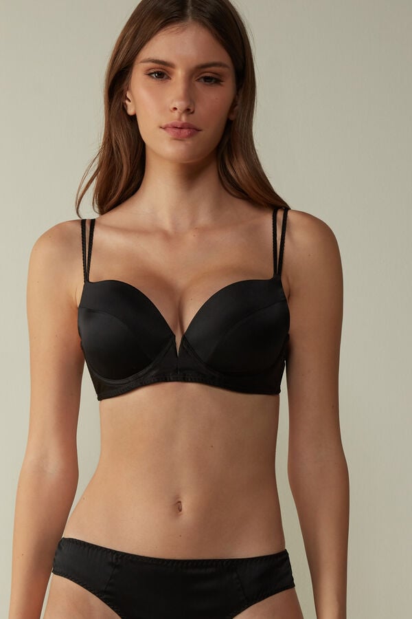 Intimssimi Mia Silk Super Push-Up Bra Black | SILVO98899