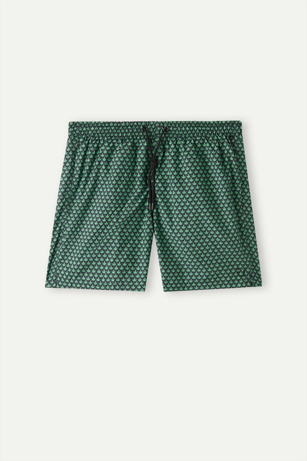 Intimssimi Micro Leaf Print Swim Trunks Green | QILUV35631