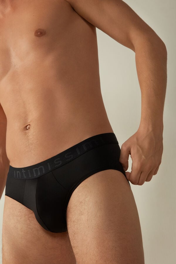 Intimssimi Microfiber Briefs with Logo Detail Black | EILVG24502