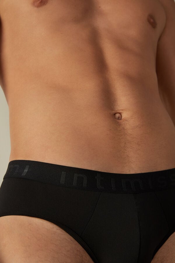 Intimssimi Microfiber Briefs with Logo Detail Black | EILVG24502