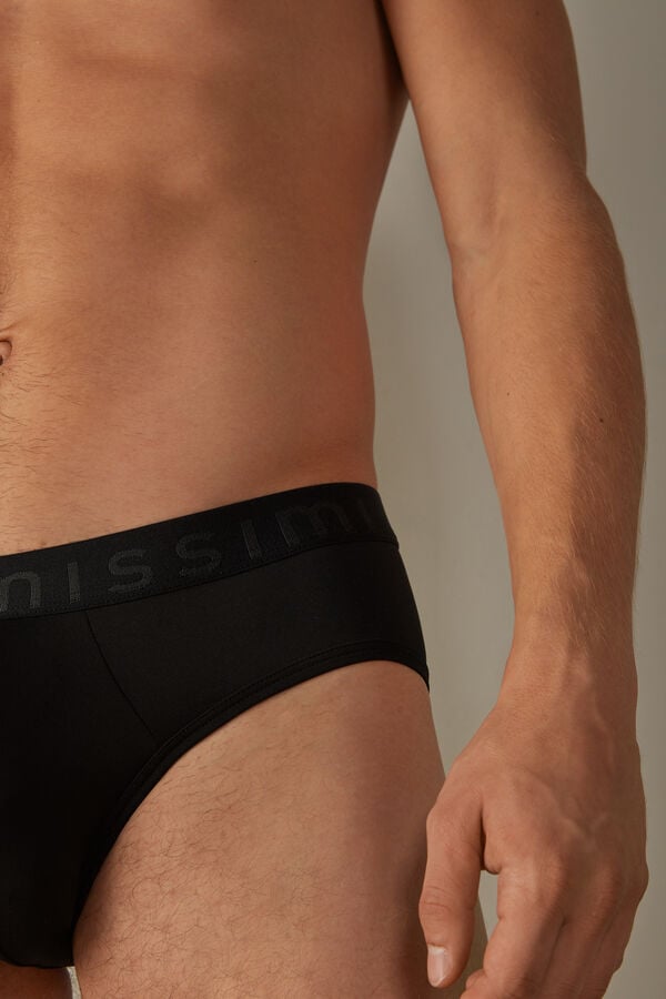 Intimssimi Microfiber Briefs with Logo Detail Black | EILVG24502