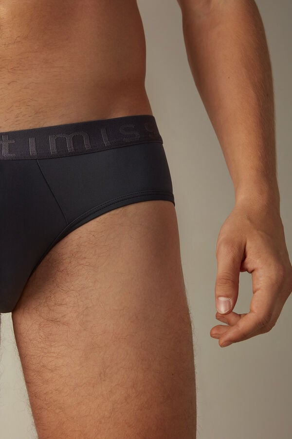 Intimssimi Microfiber Briefs with Logo Detail Grey | ILJVR90887