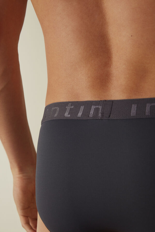 Intimssimi Microfiber Briefs with Logo Detail Grey | ILJVR90887