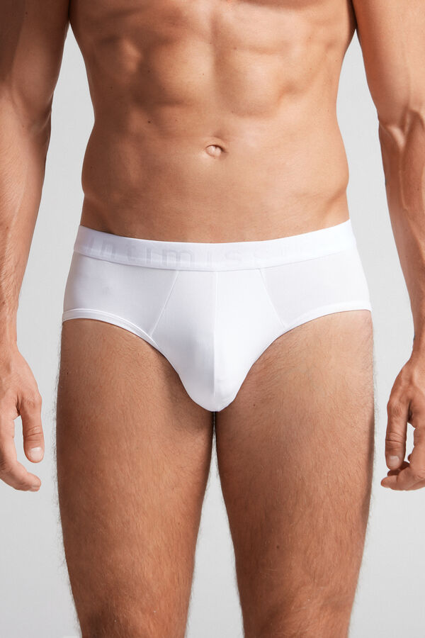 Intimssimi Microfiber Briefs with Logo Detail White | UILTG49623