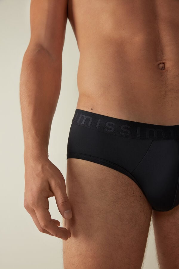 Intimssimi Microfiber Briefs with Logo Detail Blue | ZILNQ98134