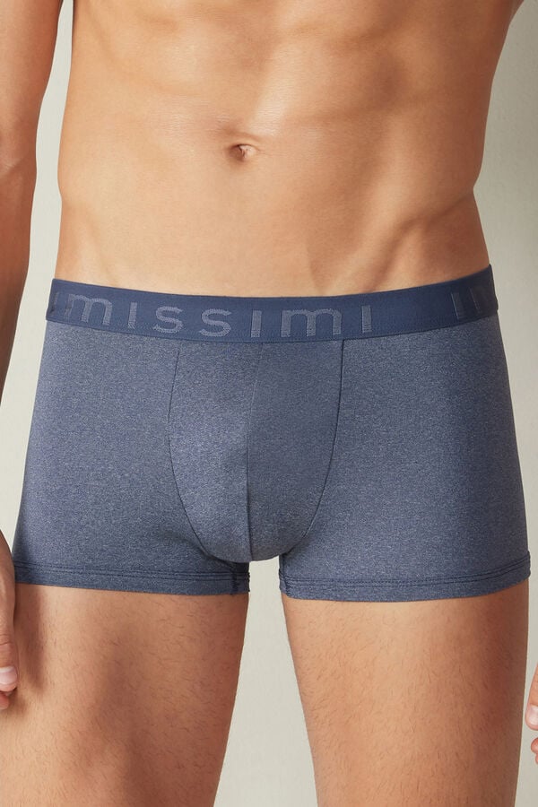 Intimssimi Microfiber Logo Boxer Shorts Blue | ILEAH44202